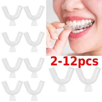 2-12pc口ガードエヴァ歯泊プロテクターガード口トレイのブラキシズム研削Anti-いびきの歯の白いボクシングの保護