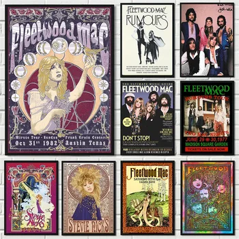 フリートウッドマックバンドのサイケデリックロックのコンサートポスター噂1977年の音楽アルバムのキャンバスに絵画の壁の写真家クラブン
