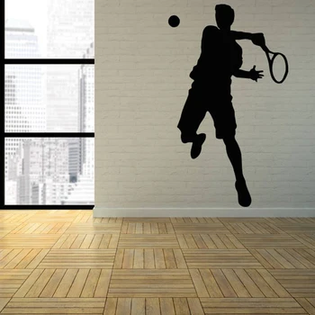 テニスの壁のデカール修道院スポーツドアのシルエット画面のビニールステッカー代ベッドルームスタジアムプリザーブドフラワーア壁紙Q753