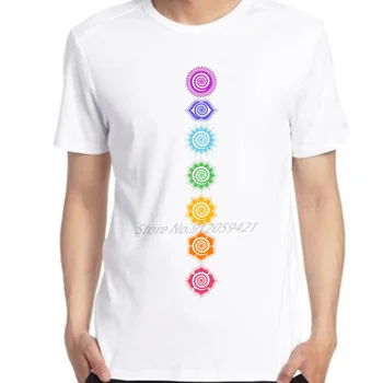 7チャクラ精神的な瞑想膳Om仏教のエネルギーグラフィックTシャツOネックTシャツのスリーブ原宿Streetwear男性服