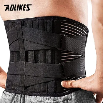 AOLIKES通気性腰ブレース後サポートベルト滑り止腰部サポートベルト16個の穴メッシュのための腰痛