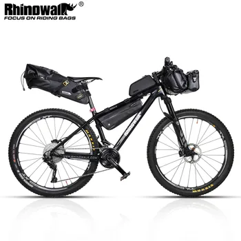 Rhinowalkバイクバッグセット自転車の防水パニエノバッグフレームトップチューブバッグの長距離サイクリング旅行MTBサドルバッグ