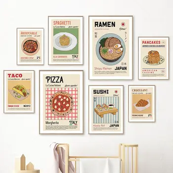 キッチンの食品のピザの店の寿司Spaghett壁面のアートキャンバス北欧絵画のポスターや版画の壁画のための居室の装飾
